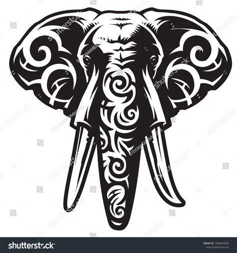 Isolated African Tribal Elephant Head Vector Stock Vector Royalty Free