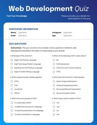 Free Quiz Form Templates - Venngage