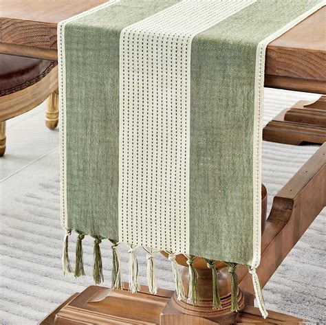 Wracra Linen Table Runner Farmhouse Macrame Table Runners 36 Inches