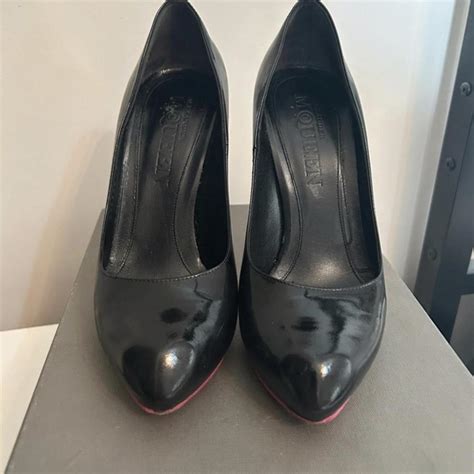 Alexander McQueen black patent heels - Depop