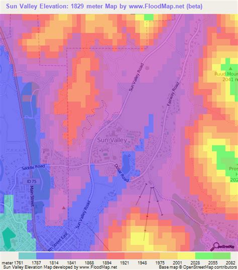 Elevation Of Sun Valleyus Elevation Map Topography Contour