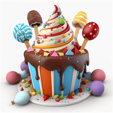 Premium Ai Image Festive Birthday Cake With Abundant Icing And