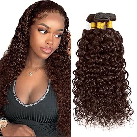 Amazon Color 4 Water Wave Bundles Brown Human Hair Bundles Dark