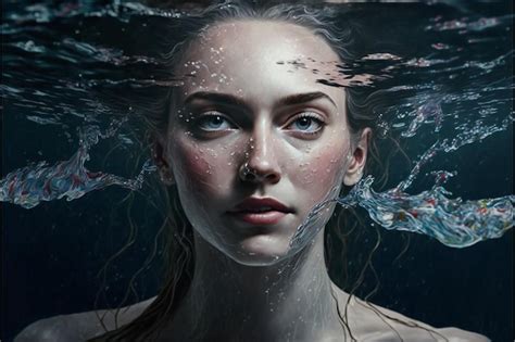 Premium Photo | Digital painting of woman in water people expressions