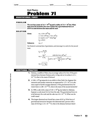 Fillable Online Holt Physics Problem I Form Fax Email Print Pdffiller