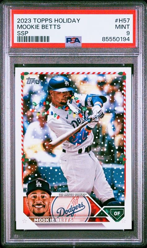 2023 Topps Holiday Mookie Betts Rare Short Print SSP Card H57 PSA 9