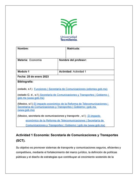 Actividad Economia Nombre Matr Cula Materia Econom A Nombre Del