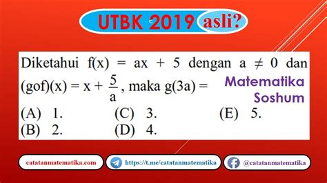 Soal Asli UTBK 2019 Matematika Soshum Fungsi Komposisi YouTube