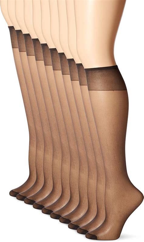 Leggs Womens 10 Pair Everyday Reinforced Toe Knee Highs Amazonca