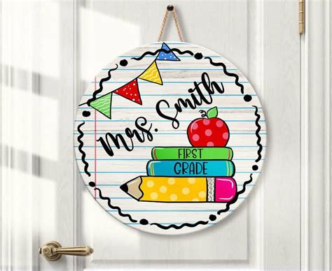 Personalized teacher sign classroom door hanger teachers appreciation ...