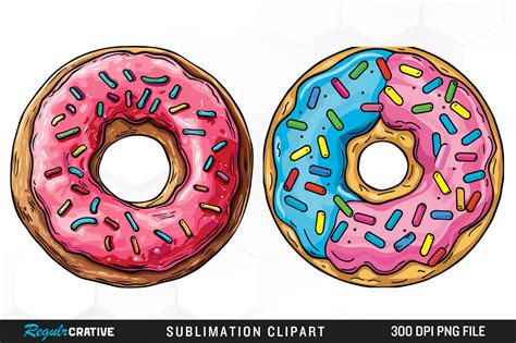 Watercolor Frosted Donut Clipart Design Graphic By Regulrcrative