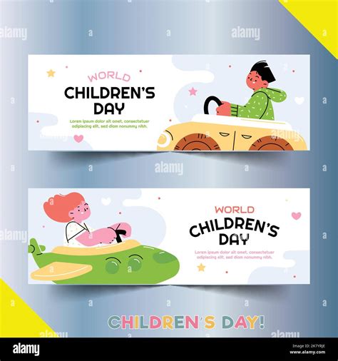 Flat World Children S Day Horizontal Banner Template Vector Design