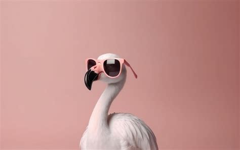 Premium AI Image Flamingo Wearing Sunglasses On Pink Background