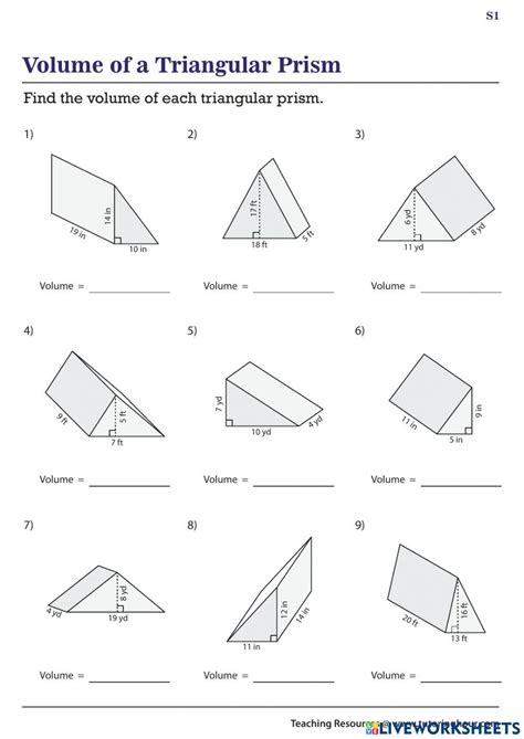 Volume of Prisms and Cylinders worksheet | Live Worksheets - Worksheets ...