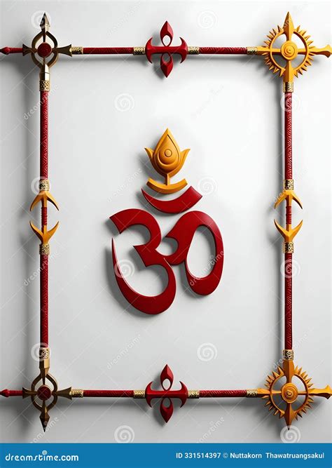 3d Trident And Om Symbol Border Concept As Horizontal Frame With