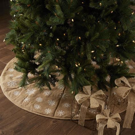 Snowflake Burlap Natural Tree Skirt By Seasons Crest Vhc Brands