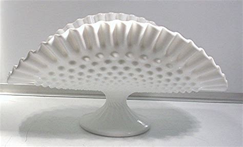 Fenton White Milk Glass Hobnail Ruffled Edge Banana Bowl Antique