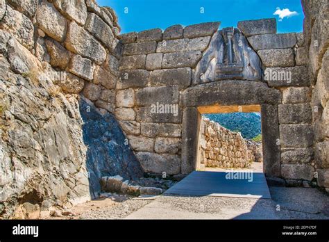 Lions Gate The Main Entrance Of The Citadel Of Mycenae