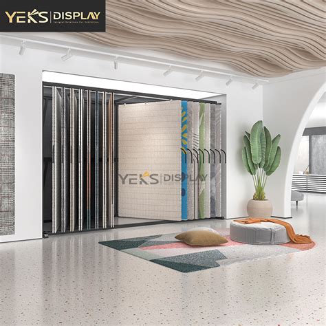 Carpet Rug Page Turning Display Rack Stand For Showroom Yeks