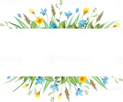 Wildflowers Frame Watercolor Clipart 22157118 Png