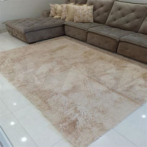 Tapete Para Sala Peludo Felpudo Macio 1 40x2 00 Bege Costa Oro Tex