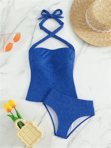 Crisscross Halter High Waisted Bikini Swimsuit Shein Usa