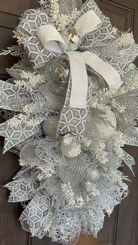 Silver Bells Wreath, Silver Christmas Wreath, Silver Winter Wreath ...