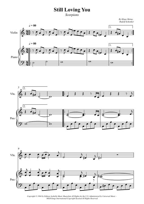 Still Loving You Arr Wesley S Silva By Scorpions Sheet Music For Violin And Piano At Sheet