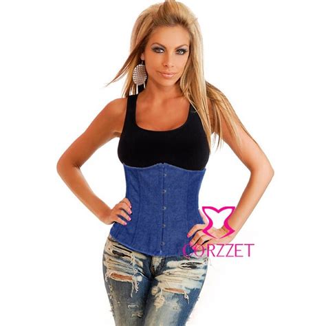 Female Corpete Corselet Sexy Blue Denim Short Bustier Top Women Lace Up