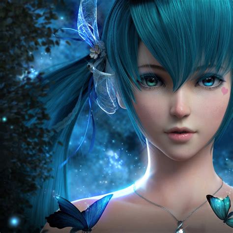 2932x2932 Blue Hair Anime Girl Ipad Pro Retina Display HD 4k Wallpapers ...