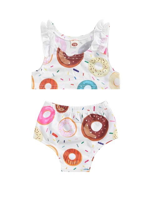 Aturustex Baby Girls Swimsuit Donut Print Sleeveless Vest Elastic