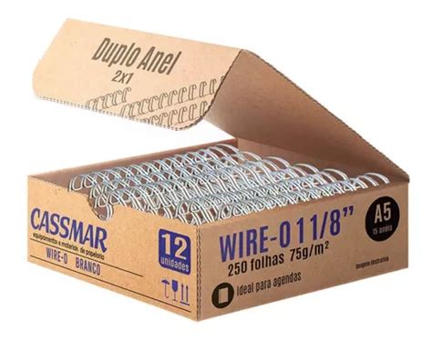 Wire O Para Encadernação 2x1 A5 Branco 1 1 8 250fls 12un Parcelamento Sem Juros