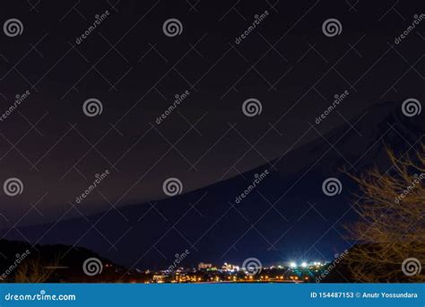 Mt. Fuji at Lake Kawaguchi at Night with Light Stock Image - Image of nature, twilight: 154487153