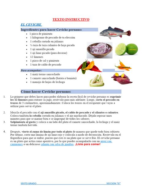 Texto Instructivo El Ceviche Pdf Cocina De Las Americas Cocinando