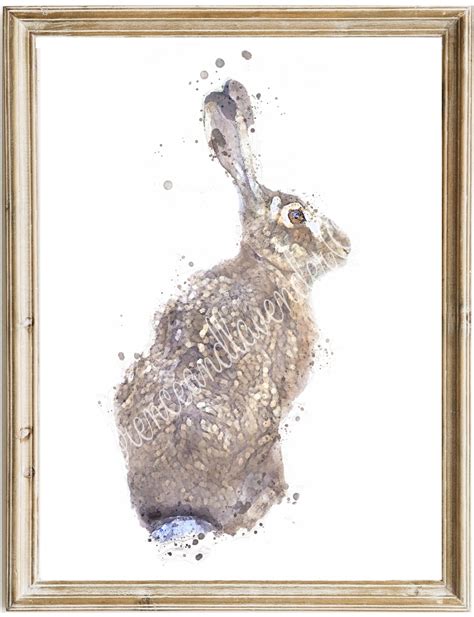 Hare Print Watercolour Hare Painting British Country Etsy