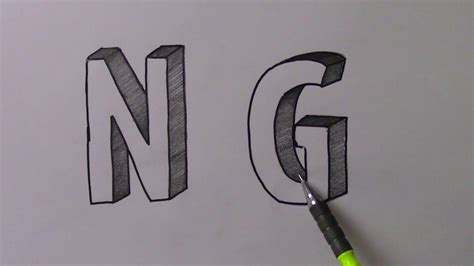 Kolay 3 Boyutlu N ve G Harf Çizimi Easy 3D N And G Letter Drawing