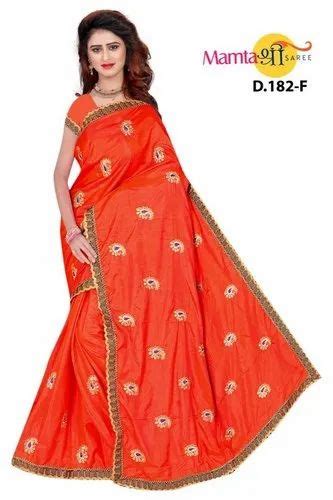 Party Wear Embroidered Sana Silk Saree M With Blouse Piece At Rs