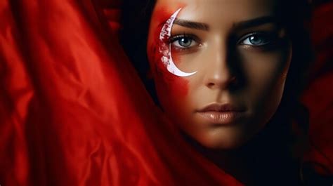 Premium AI Image Woman Holding Turkey National Flag Celebrating