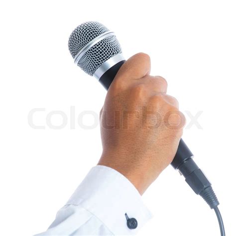 Hand Holding A Microphone Stock Image Colourbox