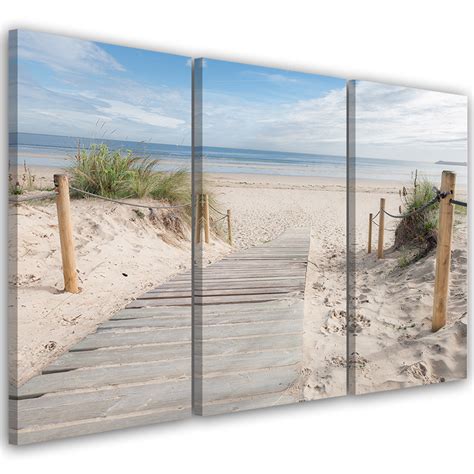 Leinwandbild 3 Teilig Strand Meer Sand Landschaft Wall Art De