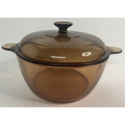 Corning Ware Visions Amber Glass Cookware L Qt Dutch Oven Stock Pot