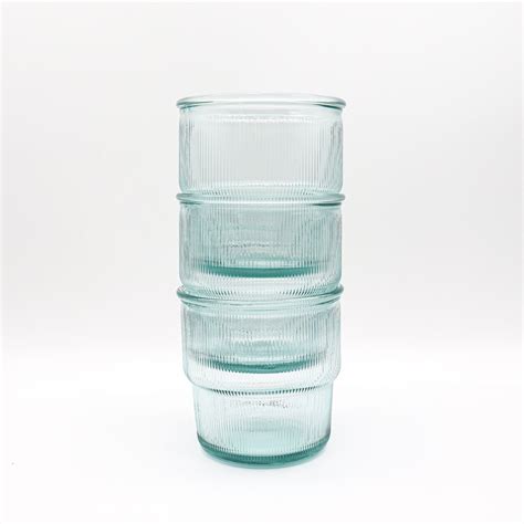 Stacking Ribbed Glass Tumbler 100 Recycled Glass 220ml Modden