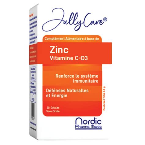 JullyCare Zinc Vitamine C D3 30 Gélules Maroc Parachezvous ma