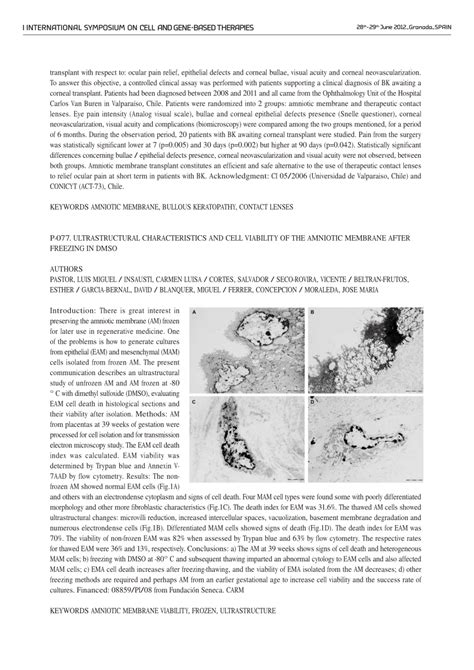 Pdf Ultrastructural Characteristics And Cell Viability Of The