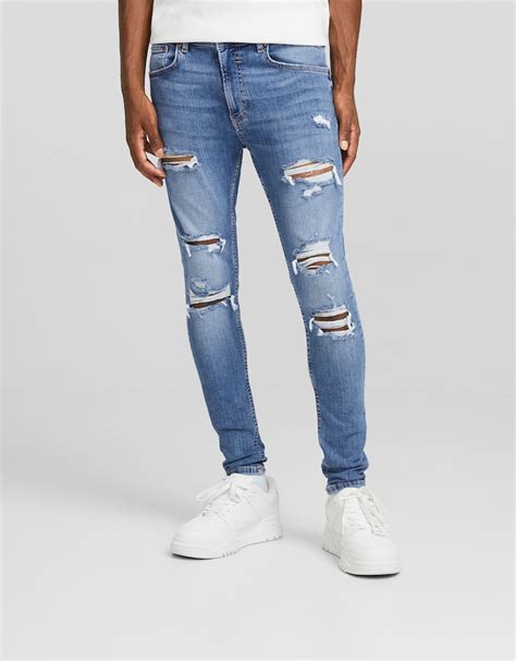 Super Skinny Ripped Jeans Men Bershka