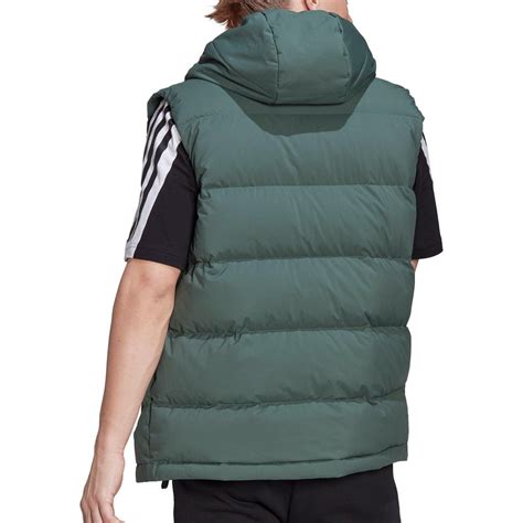 Adidas Helionic Hooded Mens Down Gilet Green Start Fitness