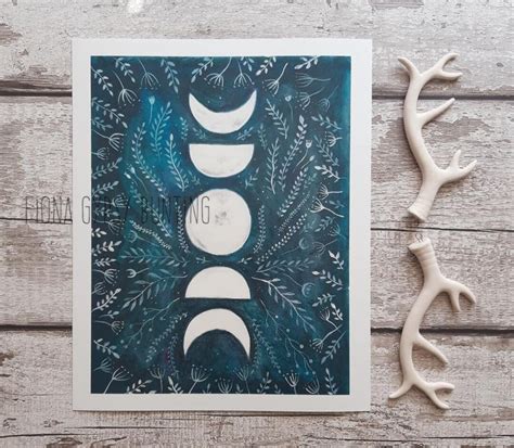 Moon Art Print, Moon Phase Art, Pagan Art, Witchy Home Decor, Moon ...