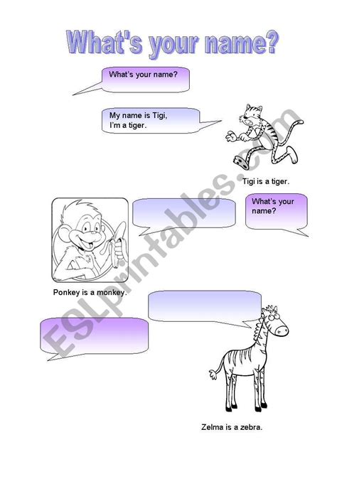 What´s Your Name Esl Worksheet By Creativecat