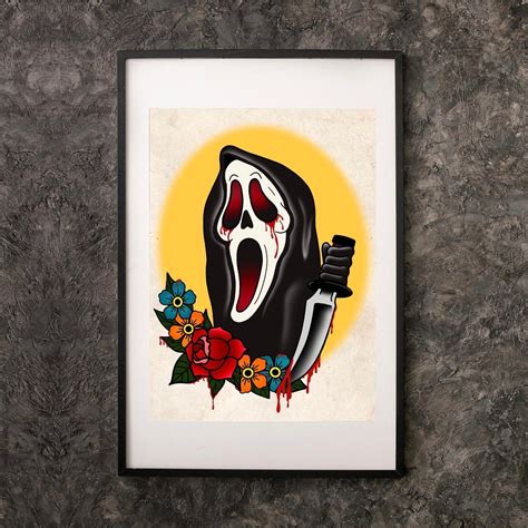 Scream Ghostface Traditional Tattoo Style Flash Art Digital Print