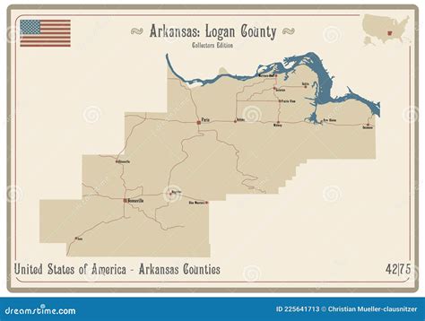 Map of Logan County in Arkansas Stock Vector - Illustration of county ...